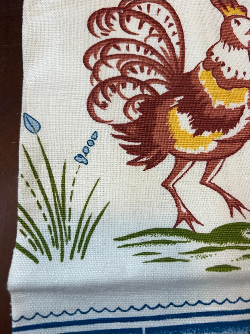 Vintage Stevens Pure Linen Cream Kitchen Towel cottage core rooster, Swan, bunny